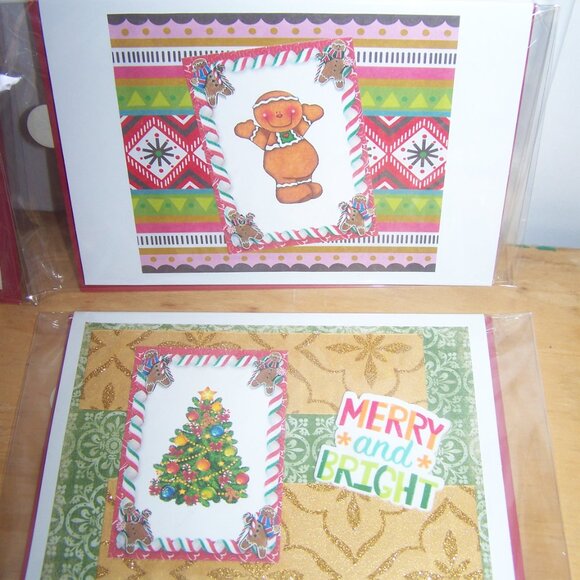 Set of 5 Handmade Gingerbread Man Stamped Holiday Cards - Picture 3 of 5